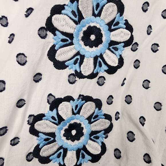 Boden Flossie Swiss Dot Embroidered Floral Midi Dress White and Blue Size 18R - Picture 10 of 15